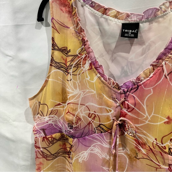 Tribal Abstract Sheer Tie Front Top - Picture 3 of 7